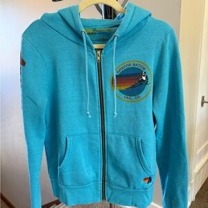 Aviator Nation Turquoise Zip-Up Hoodie size XS
